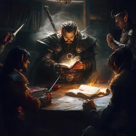 Fantasy Characters Reading Magic Book