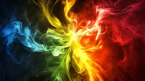Colorful Swirling Smoke Abstract Art