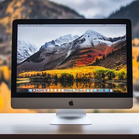 Desktop Computer with Autumn Landscape