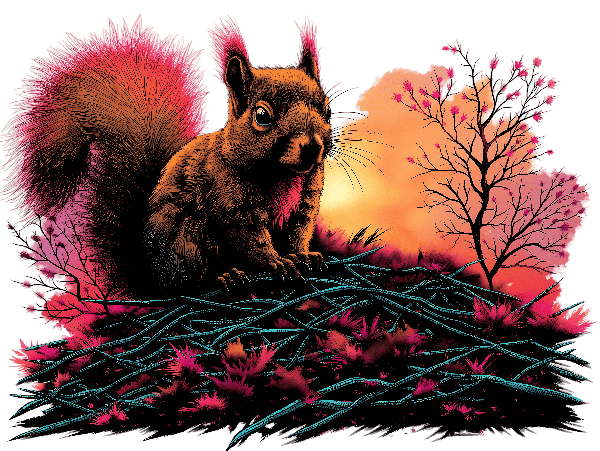 Squirrel in Sunset Design POD Design