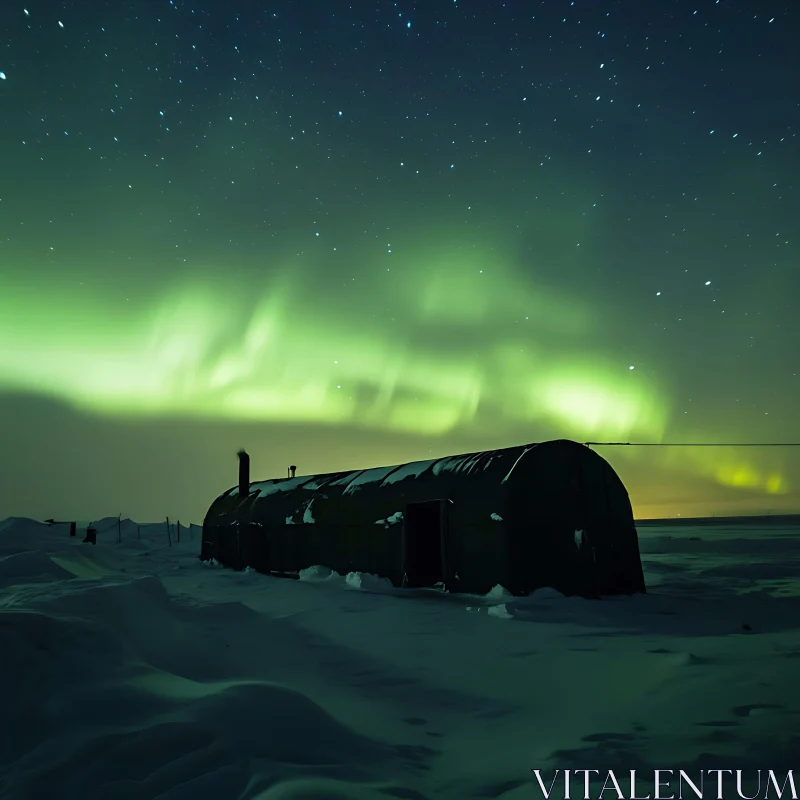 AI ART Night Scene with Northern Lights
