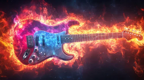 Fiery Electric Guitar Art