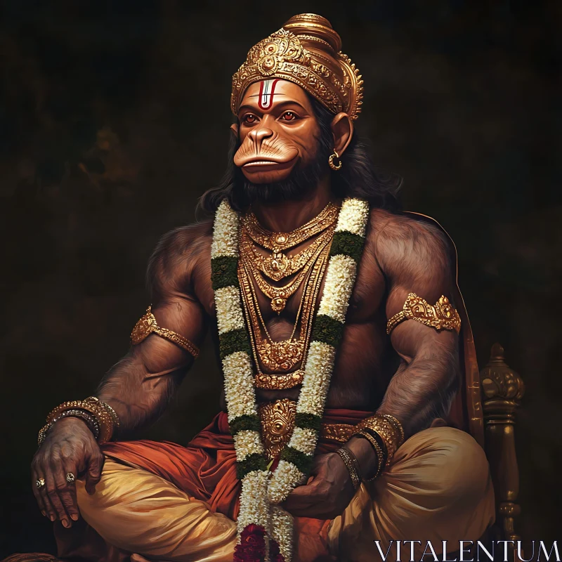 Serene Hanuman: A Portrait of Divinity AI Image