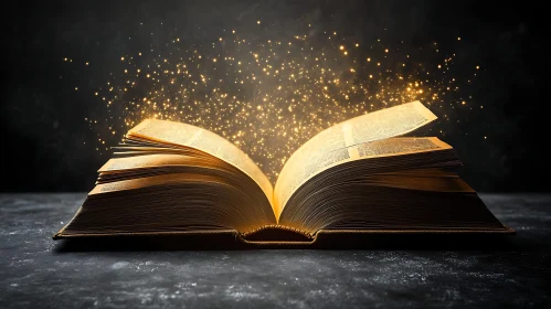Open Book with Golden Light Effect