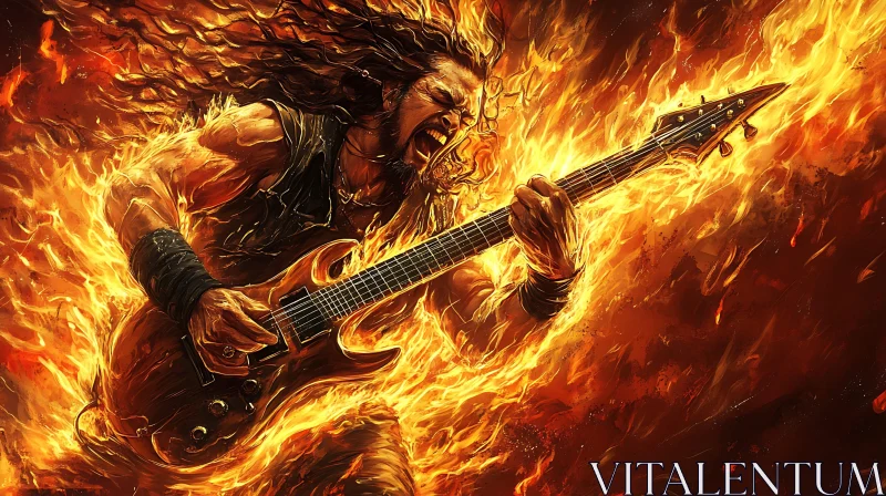 Fiery Rock Guitar Performance AI Image