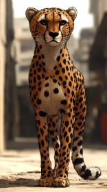 Cheetah Walking in the City