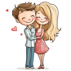 Cartoon Couple in Love Illustration