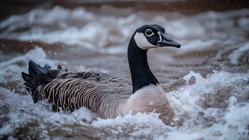 Graceful Goose in a Raging River