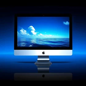 Modern Desktop Monitor with Ocean View