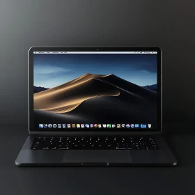 Sleek Laptop with Illuminated Keyboard and Desert Wallpaper