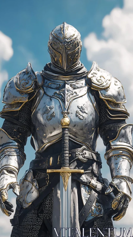 Medieval Knight with Sword AI Image