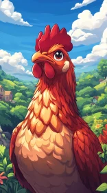 Colorful Rooster in Nature