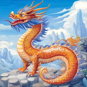 Mythical Dragon on Mountain Peak