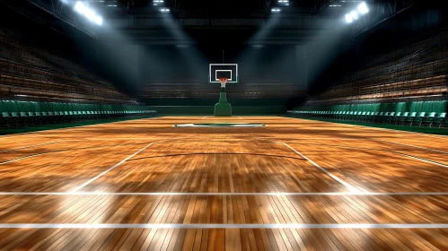 Indoor Basketball Arena with Wooden Floor