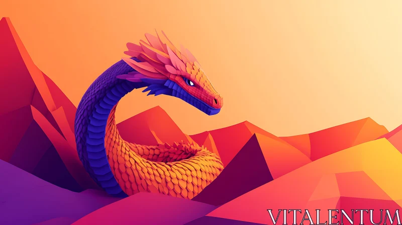 AI ART Stylized Dragon Art with Warm Colors