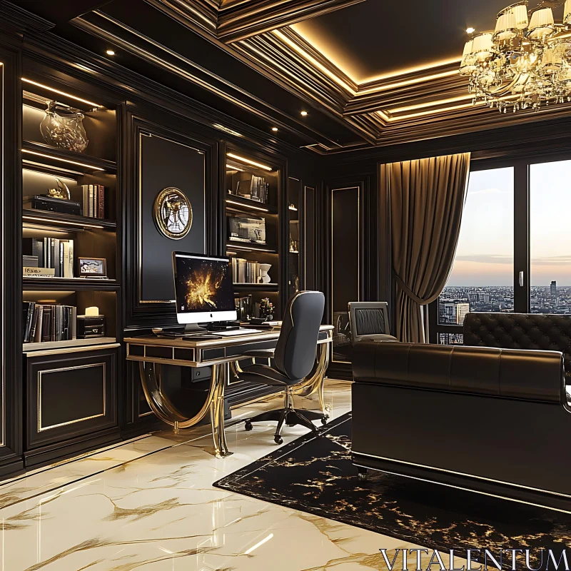 AI ART Elegant Modern Office Design in Luxury Setting