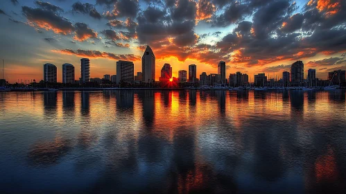 Cityscape Sunset Reflection
