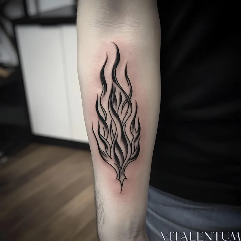 Abstract Flame Tattoo Design on Forearm AI Image