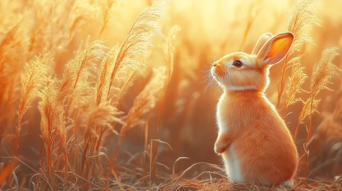 Tranquil Rabbit Among Amber Grasses