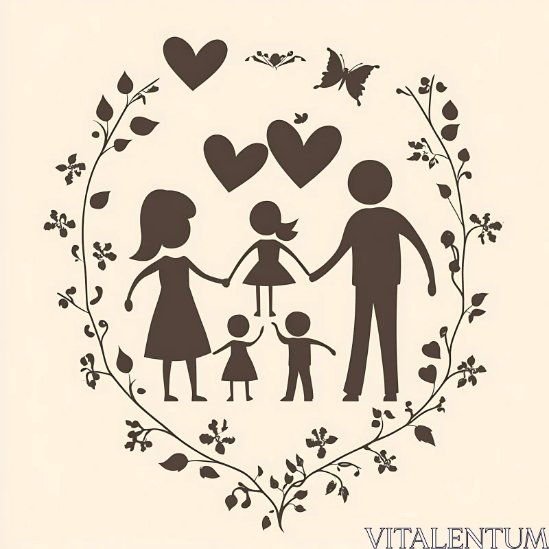 AI ART Stylized Family Portrait with Floral Wreath