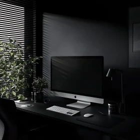 Minimalist Workstation with Black Accents