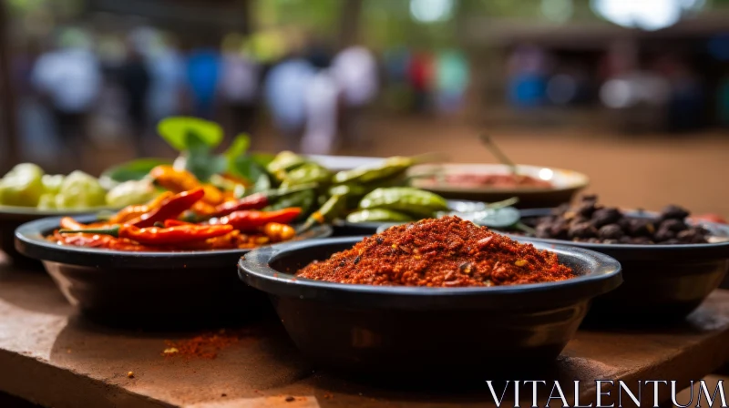 Captivating Spice Arrangement on Terrace - Immersive Rural and Street Scenes AI Image