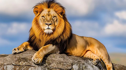 Resting Lion on Rock