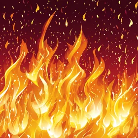 Intense Flames with Sparking Embers