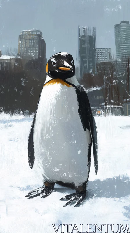 AI ART City Penguin Among Snow