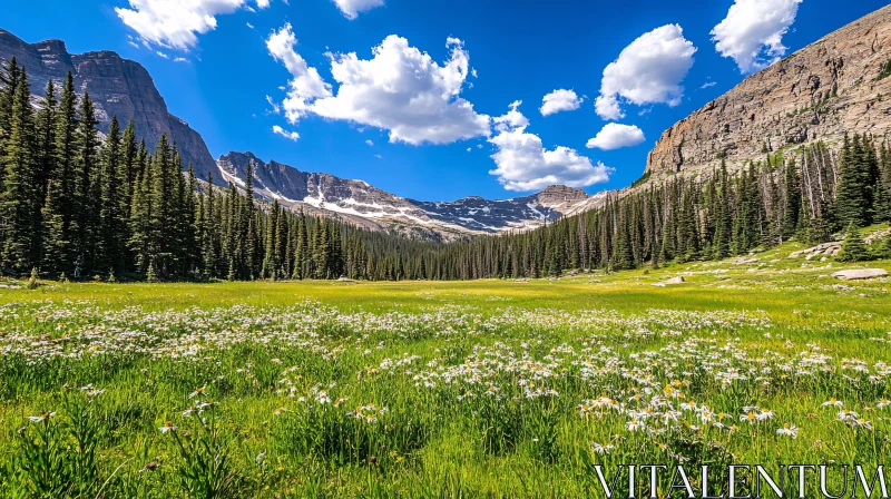 AI ART Mountain Meadow with Wildflowers