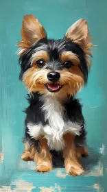 Dog Art with Teal Background