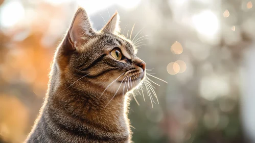 Profile of an Alert Cat in Golden Light