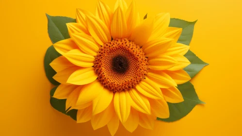 Sunflower Isolated on Yellow Background - Organic Sculpting and Bold Use of Color