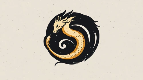 Dragon Silhouette in Circular Design