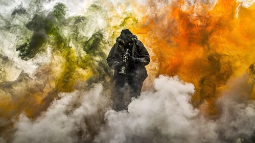 Surreal Image of Person in Smoke