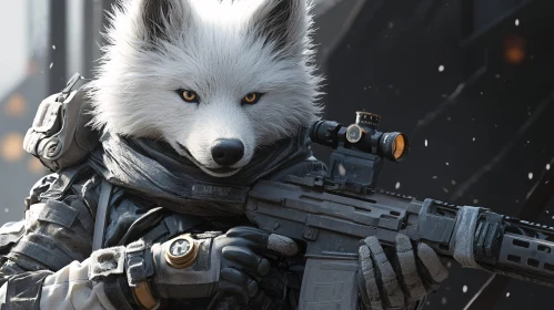 Arctic Fox Warrior with Gun