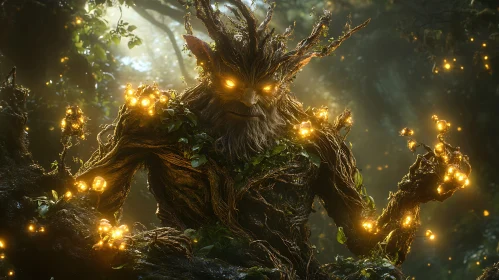 Ancient Tree Spirit in Enchanted Forest