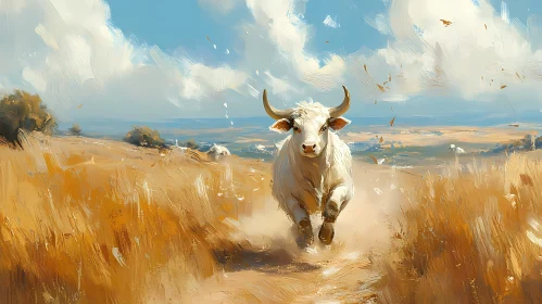 Dynamic Cow in Nature
