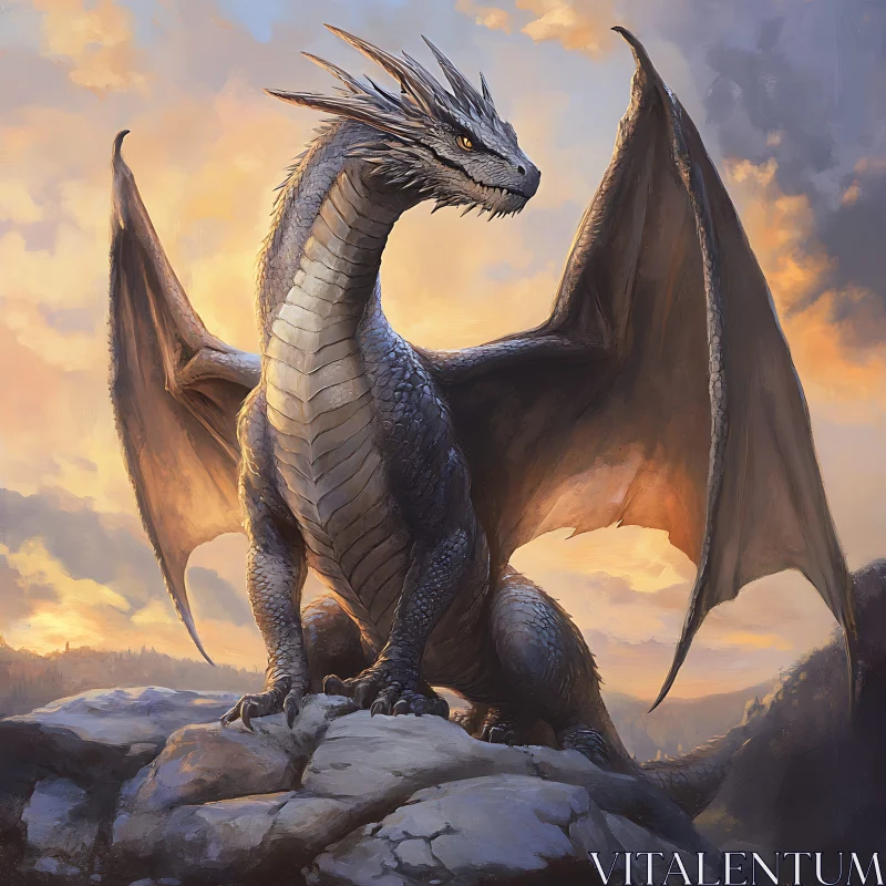 AI ART Dragon Perched High Above the Land