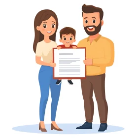 Cartoon Family with Contract