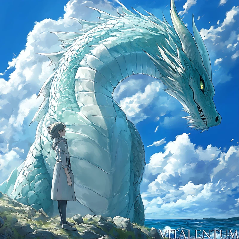 AI ART Fantasy Dragon on the Coastline