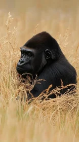 Gorilla Amidst Grass