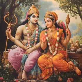 Serene Deities in Natural Setting Artwork