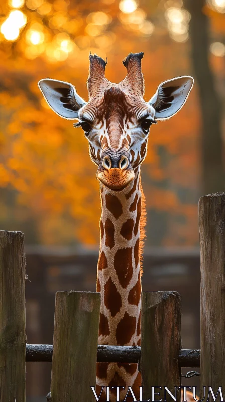 Giraffe in Autumn Colors AI Image