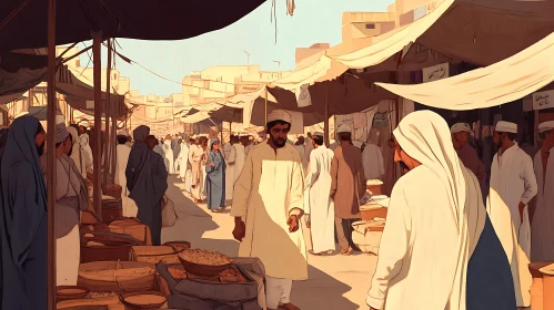 Bustling Market in the Middle East