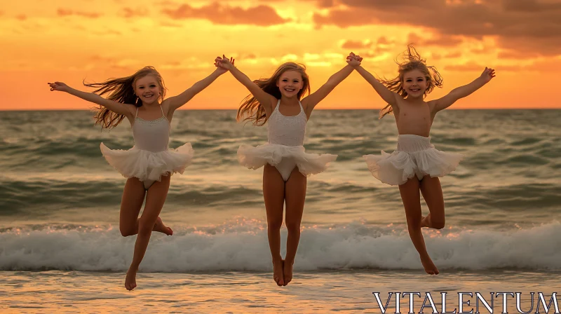 Beach Ballet at Sunset AI Image