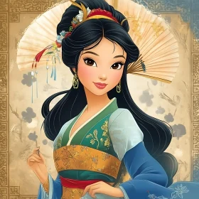 Beautiful Woman in Traditional Asian Dress