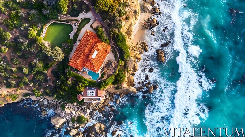 Coastal Villa Overlooking Azure Sea AI Image