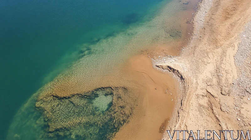 AI ART Lakeside Aerial View with Blue Waters and Sandy Shoreline