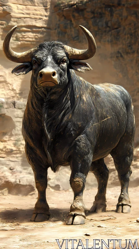 Robust Desert Bull AI Image